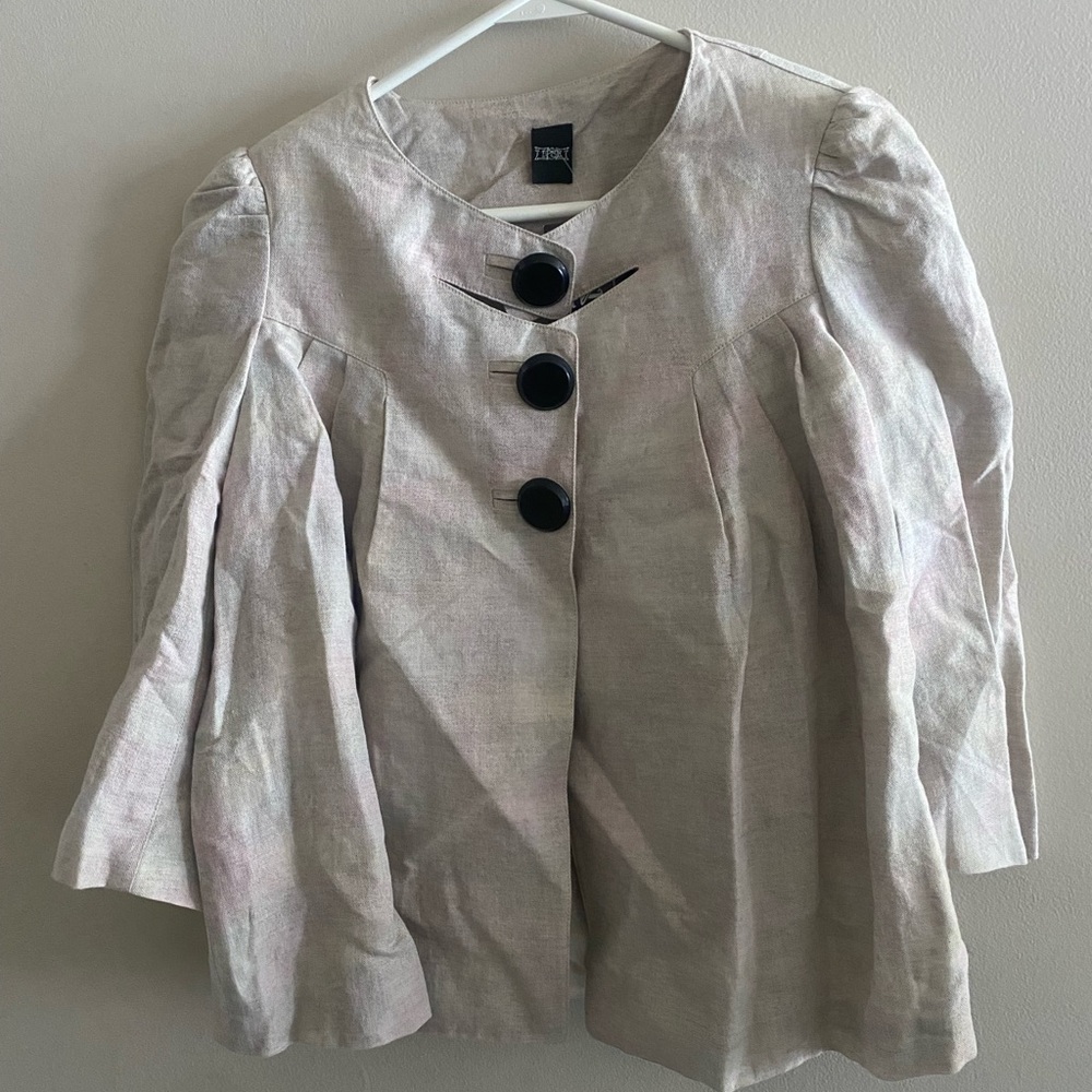 IPSE Women’s Blazer Metallic Beige Cape Cropped Jacket Size M NWT